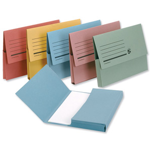 5 Star Document Wallet Half Flap 285gsm Capacity 32mm Foolscap Assorted [Pack 50]