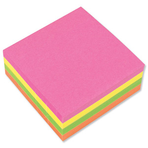 5 Star Re-Move Notes Cube Pad of 320 Sheets 76x76mm Neon Rainbow