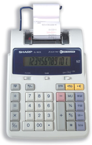Sharp Calculator Printing Euro Battery/Mains-power 12 Digit 2.1 Lines/sec 170x231x58mm Ref EL1801E