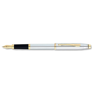 Cross Century II Medalist Fountain Pen Chrome with Gold Trim Ref 3309