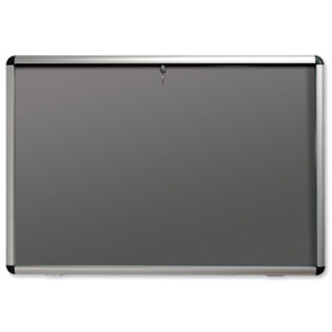 Nobo Display Cabinet Noticeboard Visual Insert Lockable A1 W907xH661mm Grey Ref 31333500