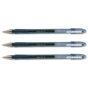 Pilot G107 Gel Ink Pen Ergonomic Grips 0.7mm Tip 0.5mm Line Blue Ref BLG10703 [Pack 12]