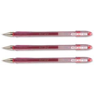 Pilot G107 Gel Ink Pen Ergonomic Grips 0.7mm Tip 0.5mm Line Red Ref BLG10702 [Pack 12]