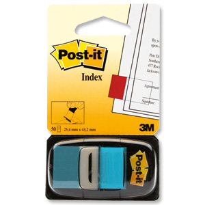 Post-it Index Flags 50 per Pack 25mm Bright Blue Ref 680-23 [Pack 12]
