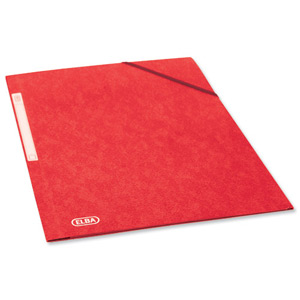 Elba Folder Elasticated 3-Flap 500gsm for 300 Sheets A4-Foolscap Red Ref 100200990 [Pack 10]