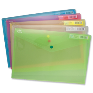 Snopake Polyfile Classic Wallet File Polypropylene Foolscap Assorted Ref 10087X [Pack 5]