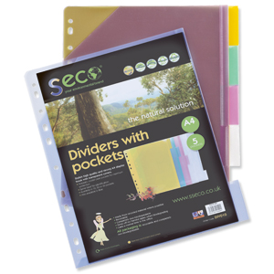 Sseco Dividers A4 Assorted Ref PocketDiv010 [Pack 5]