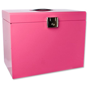 Pierre Henry Metal File Box with 5 Suspension Files Tabs and Inserts A4 W370xD220xH290mm Red Ref 40135