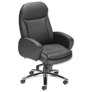 Influx S6 Executive Armchair Leather-look Seat W520xD475xH470-530mm Black Ref 10927-01D