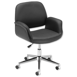 Influx Benna SoHo Chair Leather-look Seat W440xD480xH440-540mm Black Ref 10850-02