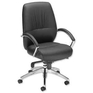 Influx S1 Manager Armchair Leather-look Seat W500xD500xH520-610mm Black Ref 11006-02