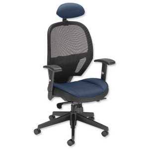 Influx Amaze Chair Synchronous with Head Rest Mesh Seat W520xD520xH470-600mm Blue Ref 11186-01Blu