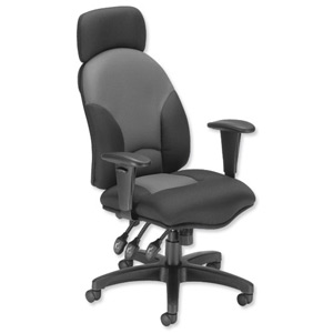 Influx Energize Aviator Armchair Seat W540xD450xH490-590mm Black and Grey Ref 11199-01BlkGry