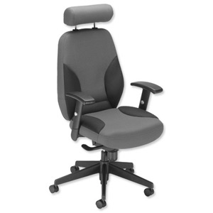 Influx Energize Driver Armchair Seat W520xD480xH500-640mm Black and Grey Ref 11185-01BlkGry