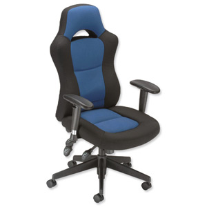Influx Energize Racer Armchair Seat W540xD490xH440-570mm Black and Blue Ref 11187-01ABlkBlu