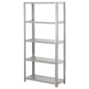 Influx Shelving Unit Bolted Lightweight 5 Shelves Load 5x 30kg W700xD300xH1500mm Galvanised