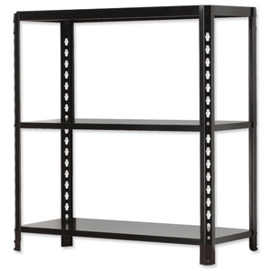 Influx Shelving Unit Boltless Midweight 3 Shelves Load 3x 75kg W900xD350xH900mm Black