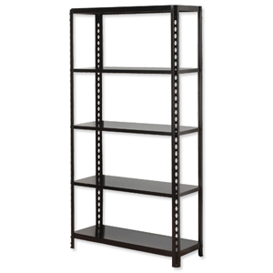 Influx Shelving Unit Boltless Plus Midweight 5 Shelves Load 5x 100kg W1000xD450xH2000mm Black