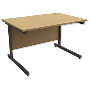 Trexus Contract Desk Rectangular Graphite Legs W1200xD800xH725mm Oak