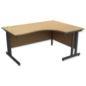 Trexus Contract Plus Cantilever Radial Desk Right Hand Graphite Legs W1600xD1200xH725mm Oak