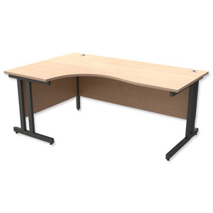 Trexus Contract Plus Cantilever Radial Desk Left Hand Graphite Legs W1800xD1200xH725mm Maple