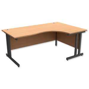 Trexus Contract Plus Cantilever Radial Desk Right Hand Graphite Legs W1800xD1200xH725mm Beech