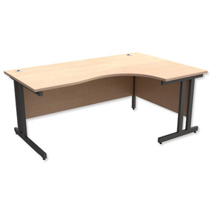 Trexus Contract Plus Cantilever Radial Desk Right Hand Graphite Legs W1800xD1200xH725mm Maple