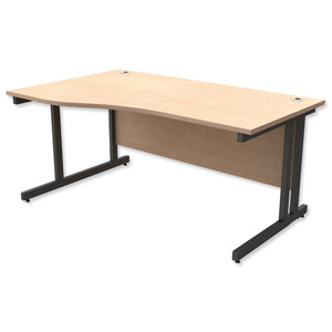 Trexus Contract Plus Cantilever Wave Desk Left Hand Graphite Legs W1600xD800xH725mm Maple