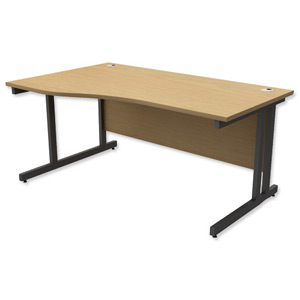 Trexus Contract Plus Cantilever Wave Desk Left Hand Graphite Legs W1600xD800xH725mm Oak