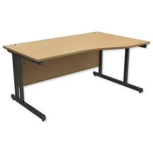 Trexus Contract Plus Cantilever Wave Desk Right Hand Graphite Legs W1600xD800xH725mm Oak