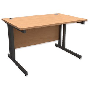 Trexus Contract Plus Cantilever Desk Rectangular Graphite Legs W1200xD800xH725mm Beech