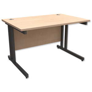 Trexus Contract Plus Cantilever Desk Rectangular Graphite Legs W1200xD800xH725mm Maple