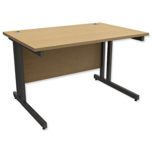 Trexus Contract Plus Cantilever Desk Rectangular Graphite Legs W1200xD800xH725mm Oak