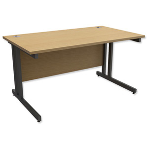 Trexus Contract Plus Cantilever Desk Rectangular Graphite Legs W1400xD800xH725mm Oak
