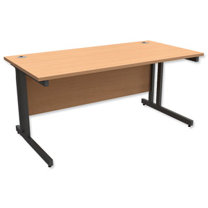 Trexus Contract Plus Cantilever Desk Rectangular Graphite Legs W1600xD800xH725mm Beech