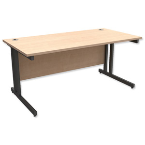 Trexus Contract Plus Cantilever Desk Rectangular Graphite Legs W1600xD800xH725mm Maple