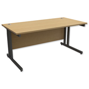 Trexus Contract Plus Cantilever Desk Rectangular Graphite Legs W1600xD800xH725mm Oak