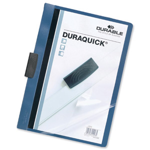 Durable Duraquick Clip Folder PVC Clear Front A4 Blue Ref 2270/06 [Pack 20]