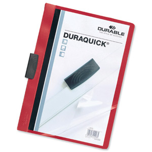 Durable Duraquick Clip Folder PVC Clear Front A4 Red Ref 2270/03 [Pack 20]