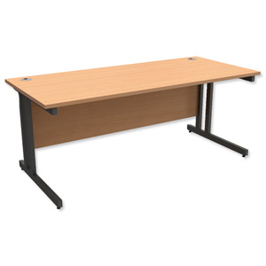 Trexus Contract Plus Cantilever Desk Rectangular Graphite Legs W1800xD800xH725mm Beech