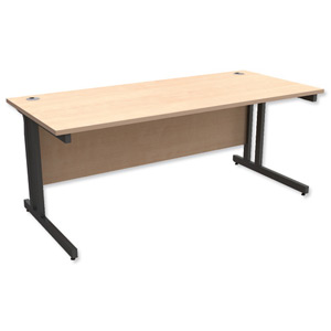 Trexus Contract Plus Cantilever Desk Rectangular Graphite Legs W1800xD800xH725mm Maple