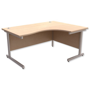 Trexus Contract Radial Desk Right Hand Silver Legs W1600xD1200xH725mm Maple
