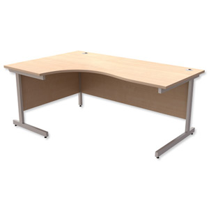 Trexus Contract Radial Desk Left Hand Silver Legs W1800xD1200xH725mm Maple