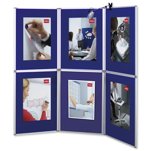 Nobo Pro-Panel Display and Bag 6 Panels Blue Fabric and Dry White Sides 12kg W2250xH2020mm Ref 1901169