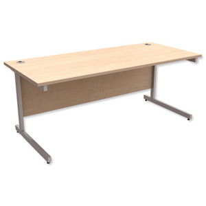 Trexus Contract Desk Rectangular Silver Legs W1800xD800xH725mm Maple