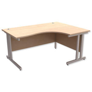 Trexus Contract Plus Cantilever Radial Desk Right Hand Silver Legs W1600xD1200xH725mm Maple