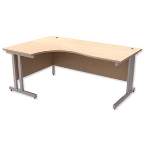 Trexus Contract Plus Cantilever Radial Desk Left Hand Silver Legs W1800xD1200xH725mm Maple
