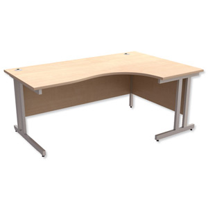 Trexus Contract Plus Cantilever Radial Desk Right Hand Silver Legs W1800xD1200xH725mm Maple