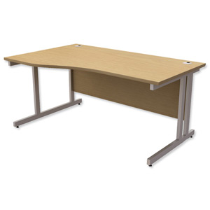 Trexus Contract Plus Cantilever Wave Desk Left Hand Silver Legs W1600xD800xH725mm Oak