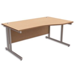 Trexus Contract Plus Cantilever Wave Desk Right Hand Silver Legs W1600xD800xH725mm Oak